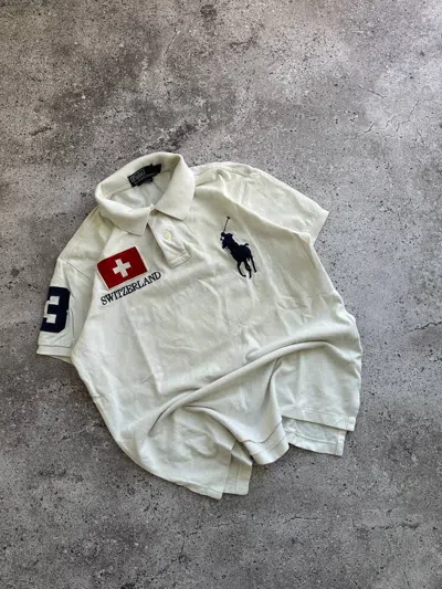Pre-owned Polo Ralph Lauren X Vintage Polo Ralph Laurent 3 Switzerland Big Logo Jersey In White