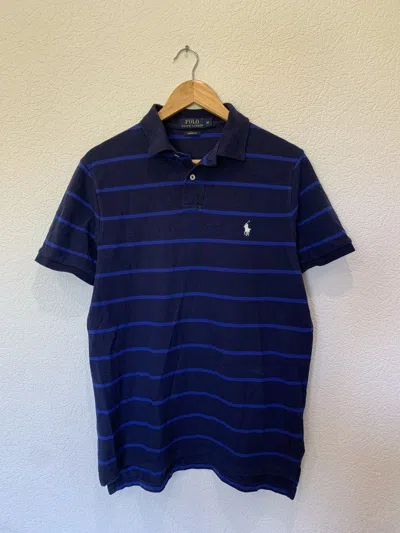 Pre-owned Polo Ralph Lauren X Vintage Polo Ralph Laurent Blue Striped Polo T Shirt