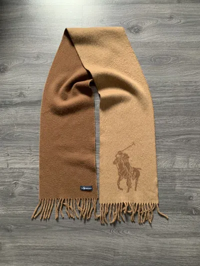 Pre-owned Polo Ralph Lauren T Brown Big Logo Scarf