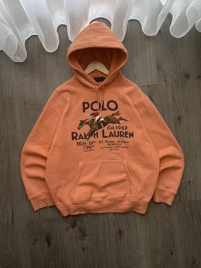 Pre-owned Polo Ralph Lauren X Vintage Polo Ralph Laurent Center Logo Navy Prl Orange Hoodie