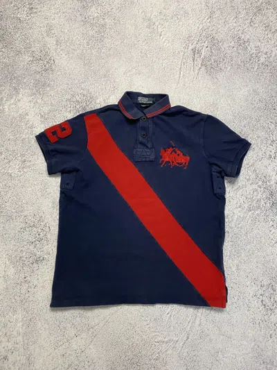 Pre-owned Polo Ralph Lauren X Vintage Polo Ralph Laurent Double Pony 2 Rugby Shirt 90's In Navy
