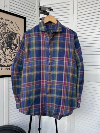 Pre-owned Polo Ralph Lauren X Vintage Polo Ralph Laurent Flannel Button Up Shirt Workwear In Multicolor