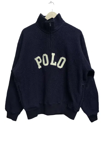 Pre-owned Polo Ralph Lauren X Vintage Polo Ralph Laurent Fleece Sweatshirt In Navy Blue