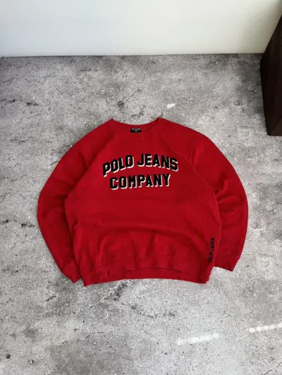 Pre-owned Polo Ralph Lauren X Vintage Polo Ralph Laurent Jeans Big Logo Faded Sweatshirt In Red