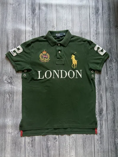 Pre-owned Polo Ralph Lauren X Vintage Polo Ralph Laurent London Polo T-shirt 2 Big Pony In Green