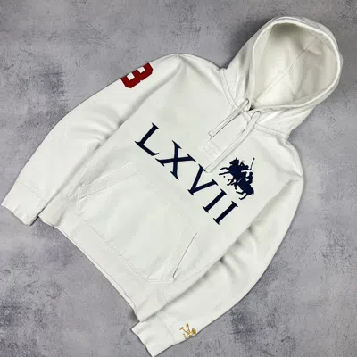 Pre-owned Polo Ralph Lauren X Vintage Polo Ralph Laurent Lxvii Big Logo Hoodie 90's In White