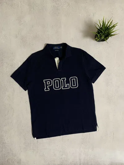Pre-owned Polo Ralph Lauren X Vintage Polo Ralph Laurent Polo Rugby T Shirt Big Logo Baggy In Blue