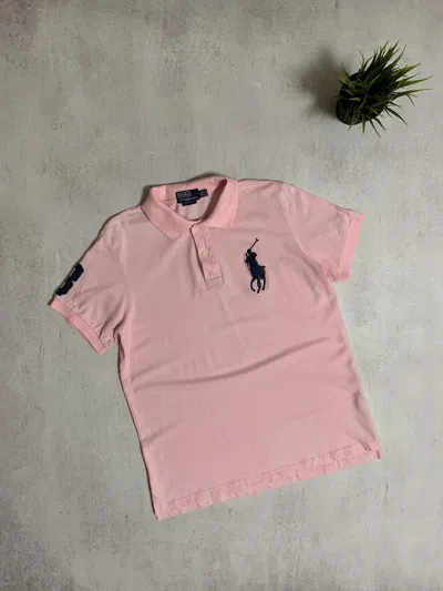 Pre-owned Polo Ralph Lauren X Vintage Polo Ralph Laurent Polo T Shirt Rugby Big Logo Faded In Pink