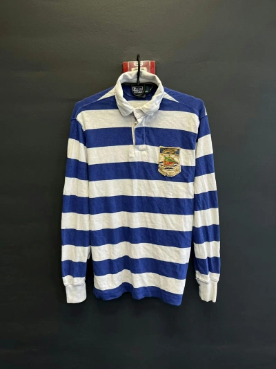 Pre-owned Polo Ralph Lauren X Vintage Polo Ralph Laurent Royal Striped Rugby Jersey Japan In Blue White