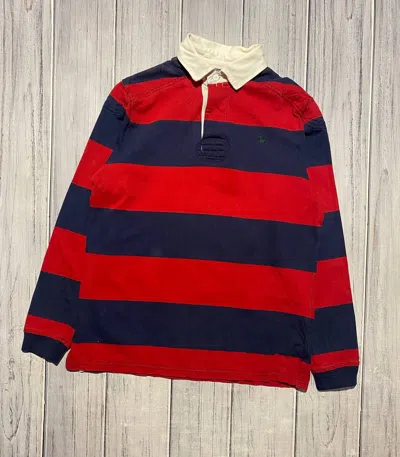 Pre-owned Polo Ralph Lauren X Vintage Polo Ralph Laurent Rugby Long Sleeve Shirt Striped In Red