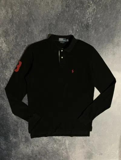 Pre-owned Polo Ralph Lauren X Vintage Polo Ralph Laurent Rugby Long Sleeve Sweatshirt 90's In Black