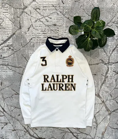 Pre-owned Polo Ralph Lauren X Vintage Polo Ralph Laurent Rugby Longsleeve Chief Keef Polo T-shirt In White