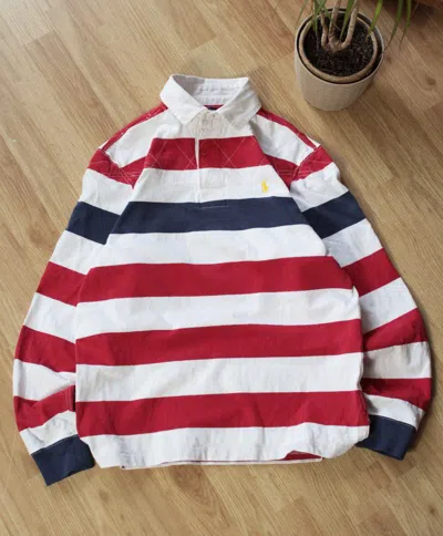 Pre-owned Polo Ralph Lauren X Vintage Polo Ralph Laurent Rugby Longsleeve Polo In Red