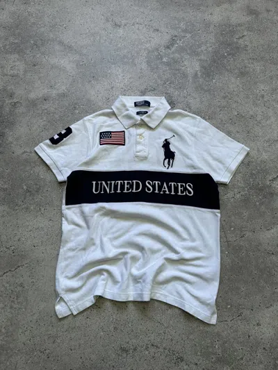 Pre-owned Polo Ralph Lauren X Vintage Polo Ralph Laurent Rugby Shirt United States 3 Usa In White