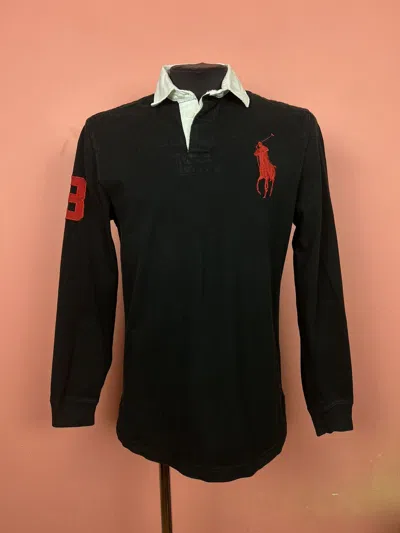 Pre-owned Polo Ralph Lauren X Vintage Polo Ralph Laurent Rugby Streetwear Vintage Long Sleeve Shirt In Black