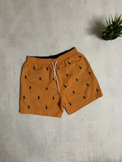 Pre-owned Polo Ralph Lauren X Vintage Polo Ralph Laurent Shorts Nylon Monogram Baggy 90's In Yellow