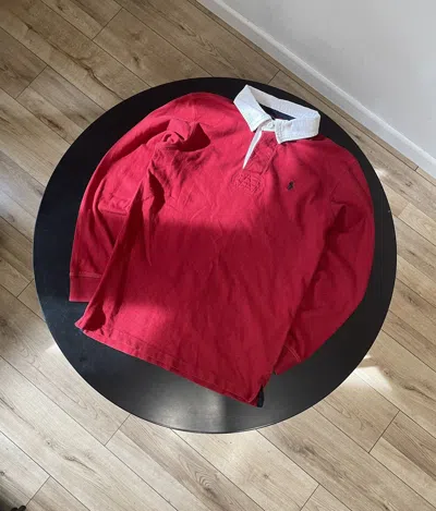 Pre-owned Polo Ralph Lauren X Vintage Polo Ralph Laurent Small Logo Basic Rugby Longsleeve In Red