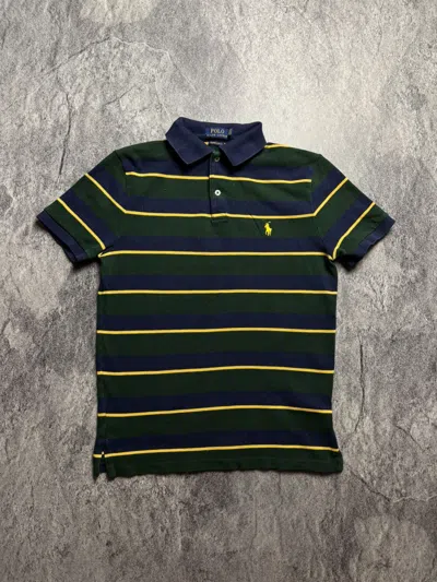 Pre-owned Polo Ralph Lauren X Vintage Polo Ralph Laurent Striped Blokecore Style Polo Tee In Blue/yellow