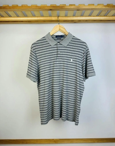 Pre-owned Polo Ralph Lauren X Vintage Polo Ralph Laurent Striped Luxury Polo Shirt In Grey