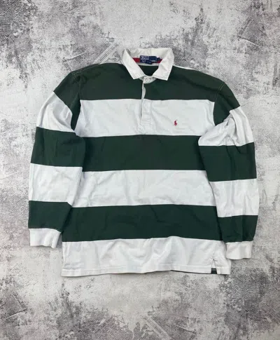 Pre-owned Polo Ralph Lauren X Vintage Polo Ralph Laurent Striped Polo Longsleeve T Shirt In White