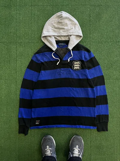 Pre-owned Polo Ralph Lauren X Vintage Polo Ralph Laurent Striped Rugby Jersey Hoodie Japan