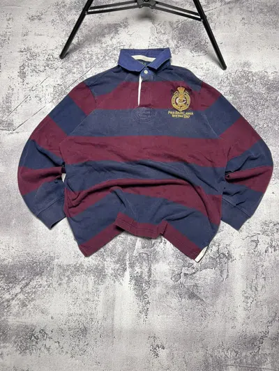 Pre-owned Polo Ralph Lauren X Vintage Polo Ralph Laurent Striped Rugby New York In Blue/red