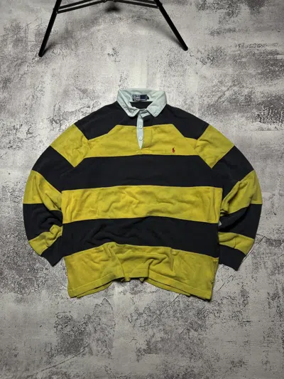 Pre-owned Polo Ralph Lauren X Vintage Polo Ralph Laurent Striped Rugby Shirt In White