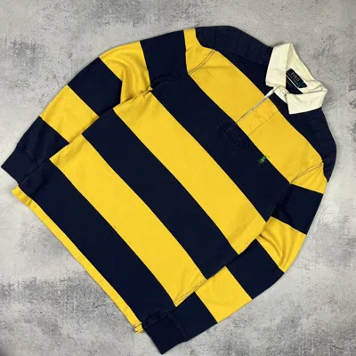 Pre-owned Polo Ralph Lauren X Vintage Polo Ralph Laurent Stripped Rugby Shirt 90's In Blue/yellow