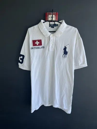 Pre-owned Polo Ralph Lauren X Vintage Polo Ralph Laurent Switzerland Jersey Polo T-shirt Japan In White