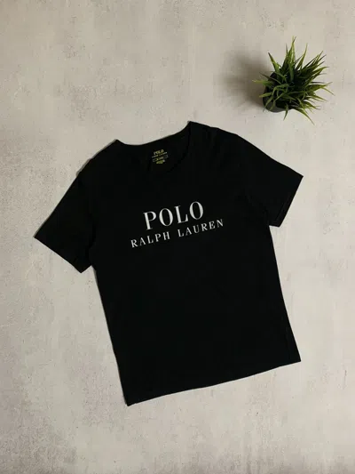 Pre-owned Polo Ralph Lauren X Vintage Polo Ralph Laurent T Shirt Tee Big Logo Black Mens (size Medium)
