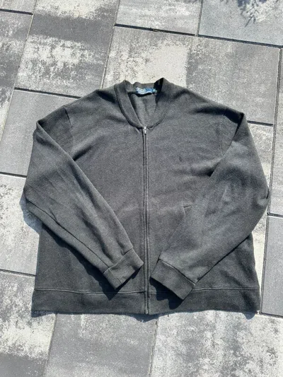 Pre-owned Polo Ralph Lauren X Vintage Polo Ralph Laurent Vintage Cotton Full Zip Bomber / Cardigan In Grey