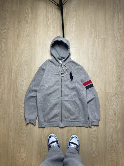 Pre-owned Polo Ralph Lauren X Vintage Polo Ralph Laurent Vintage Hooded 3 Big Logo Pony Y2k In Grey