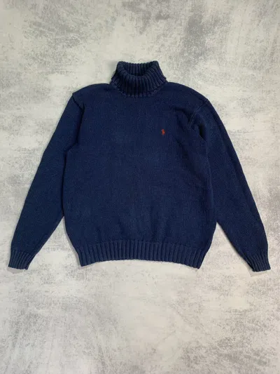 Pre-owned Polo Ralph Lauren X Vintage Polo Ralph Laurent Vintage Knitted Turtleneck Sweater In Blue
