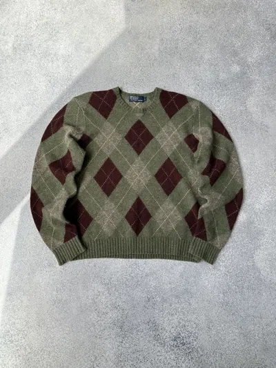 Pre-owned Polo Ralph Lauren X Vintage Polo Ralph Laurent Wool Checkered Sweater In Multicolor