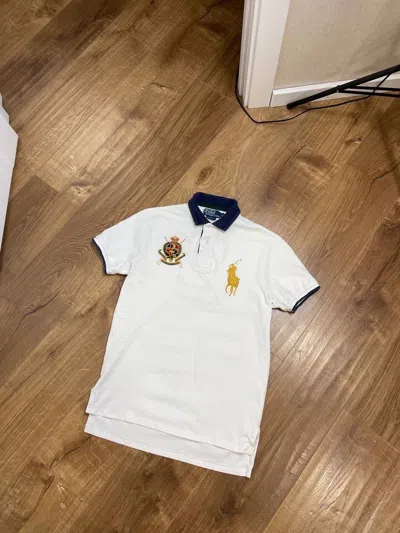 Pre-owned Polo Ralph Lauren X Vintage Polo Ralph Laurent Y2k Style Big Logo 2 Polo Shirt In White