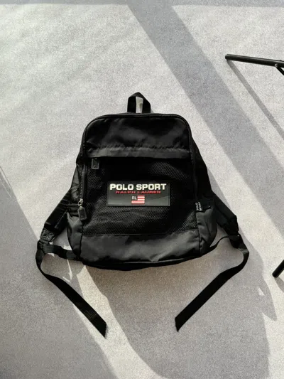 Pre-owned Polo Ralph Lauren X Vintage Polo Sport Y2k Backpack In Black