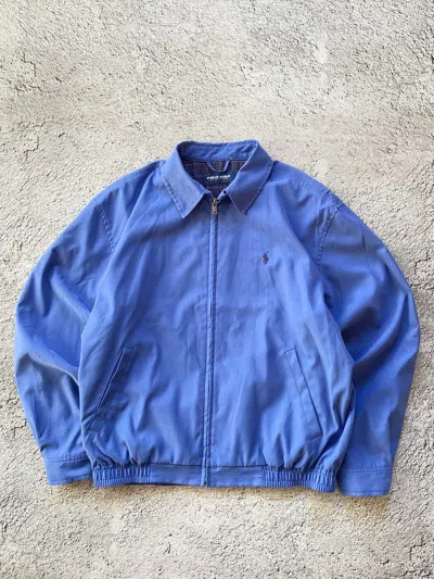 Pre-owned Polo Ralph Lauren X Vintage Ralph Laurent Distressed Y2k Harington Jacket In Sapphire Blue