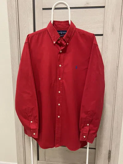 Pre-owned Polo Ralph Lauren X Vintage Ralph Laurent Polo Vintage Red Cotton Long Sleeve Men's Shirt (size Large)