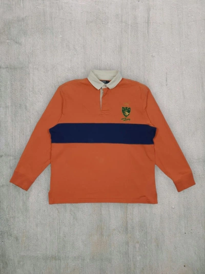 Pre-owned Polo Ralph Lauren X Vintage Ralph Laurent Vintage 7 Rugby Club Long Sleeve Sweatshirt In Orange