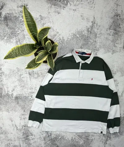 Pre-owned Polo Ralph Lauren X Vintage Striped Polo Ralph Laurent Prl Rugby Basic Longsleeve In White