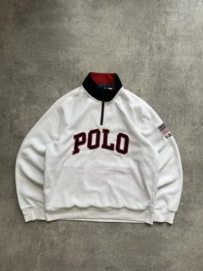 Pre-owned Polo Ralph Lauren X Vintage Sweatshirt Polo Ralph Laurent Big Logo Style Y2k Casual In White