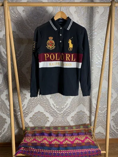 Pre-owned Polo Ralph Lauren X Vintage Usa Polo Ralph Laurent Rugby Y2k Retro 90's Hype In Black