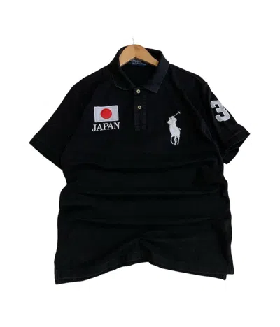 Pre-owned Polo Ralph Lauren X Vintage Vtg Polo Shirt Ralph Laurent Japan Flag Big Pony In Black