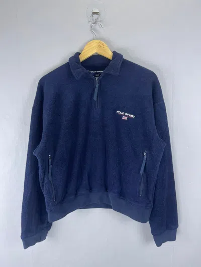 Pre-owned Polo Ralph Lauren X Vintage Vtg Polo Sport Ralph Laurent Anorak Half Zipper Fleece Jacket In Navy