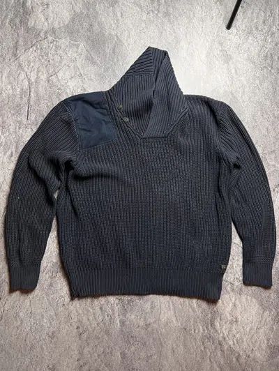 Pre-owned Polo Ralph Lauren X Vintage Y2k Knit Hoodie Heavyweight Sweater Archival Style In Washed Gray
