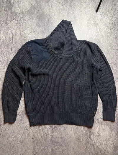 Pre-owned Polo Ralph Lauren X Vintage Y2k Knit Hoodie Heavyweight Sweater Archival Style In Washed Gray