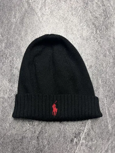 Pre-owned Polo Ralph Lauren X Vintage Y2k Polo By Ralph Laurent Contrast Logo Hip Hop Beanie Hat In Black