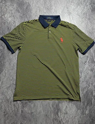 Pre-owned Polo Ralph Lauren X Vintage Y2k Polo By Ralph Laurent Striped Blokecore Style Polo Tee In Blue/yellow