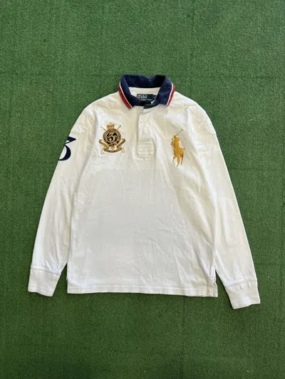 Pre-owned Polo Ralph Lauren X Vintage Y2k Polo Ralph Laurent Chief Keef Rugby Long Sleeve In White