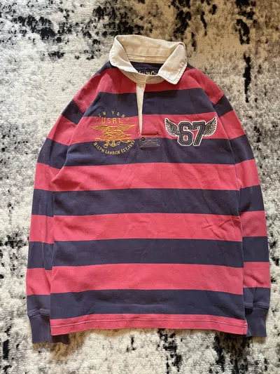 Pre-owned Polo Ralph Lauren X Vintage Y2k Polo Ralph Laurent Rugby 90's Freddy Krueger In Blue Red